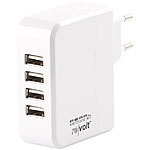 revolt Intelligentes 4-Port-USB-Wandnetzteil, Smart-Power-Technologie, 24 W revolt USB-Netzteile für Steckdose