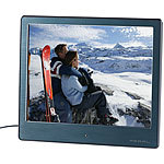 PEARL Digitaler HD-Bilderrahmen, 20,3 cm / 8", Edelstahl, ultradünne 3,5 mm PEARL Digitale Bilderrahmen