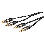 auvisio Premium-Stereo-Kabel 2 Cinch auf 2 Cinch, schwarz, 0,5 m, vergoldet auvisio