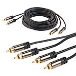 auvisio Premium-Stereo-Kabel 2 Cinch auf 2 Cinch, schwarz, 5 m, vergoldet auvisio 2-fach-Cinch-Kabel (Audio)