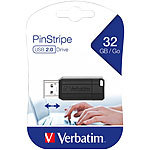 Verbatim PinStripe 32GB USB-Speicherstick (USB 2.0), schwarz Verbatim USB-Speichersticks