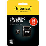 Intenso microSDHC-Speicherkarte 16 GB Class 10 inkl. SD-Adapter Intenso microSD-Speicherkarten