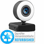 Somikon Full-HD-USB-Webcam mit LED-Ringlicht, Versandrückläufer Somikon