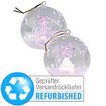 Lunartec Mundgeblasene LED-Glas-Ornamente in Kugelform, Versandrückläufer Lunartec LED Weihnachtsbaumkugeln