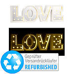 Lunartec LED-Schriftzug "LOVE" aus Holz & Spiegeln mit Timer, Versandrückläufer Lunartec