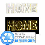 Lunartec LED-Schriftzug "HOME" aus Holz & Spiegeln Versandrückläufer Lunartec
