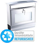 Lunartec Edelstahl-Briefkasten mit Solar-Leucht-Hausnummer (refurbished) Lunartec LED-Solar-Briefkasten