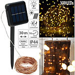 Lunartec Solar-Lichterkette aus Kupferdraht, 300 warmweiße LEDs, 8 Modi, 32 m Lunartec LED-Solar-Draht-Lichterketten (warmweiß)