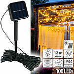 Lunartec Solar-Lichterkette, 100 warmweiße LEDs, 8 Modi, 12 m, Dämmerungssensor Lunartec LED-Solar-Lichterketten (warmweiß)