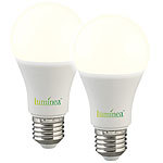 Luminea 2er-Set LED-Lampen mit Radar-Sensor, E27, 12 Watt, 1.150 lm, F, 3000 K Luminea LED-Lampen mit Radar-Bewegungssensoren