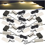 Lunartec 4er-Set LED-Glasbodenbeleuchtungen: 16 Klammern mit 48 warmweißen LEDs Lunartec