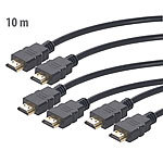 auvisio 3er-Set High-Speed-HDMI-Kabel für 4K, 3D & Full HD, HEC, schwarz, 10 m auvisio