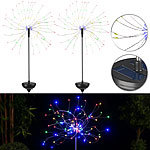 Lunartec 2er-Set Garten-Solar-Lichtdekos mit Feuerwerk-Effekt, 120 LEDs, IP44 Lunartec 