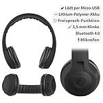 PEARL Faltbares On-Ear-Headset mit Bluetooth 4.0 und Audio-Eingang, schwarz PEARL Faltbare On-Ear-Headsets mit Bluetooth