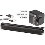 auvisio PC-Stereo-Soundbar, Bluetooth, AUX, USB-Stromversorgung, 20 W (ref.) auvisio Mini-Soundbars mit Bluetooth