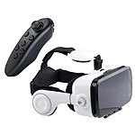auvisio Virtual-Reality-Brille mit Headset & Game-Controller im Set, Bluetooth auvisio Virtual-Reality-Brillen mit Headsets für Smartphones