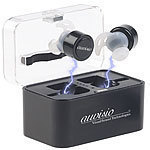 auvisio True Wireless In-Ear-Headset mit Powerbank-Etui, Bluetooth, Multipoint auvisio Kabelloses In-Ear-Stereo-Headsets mit Bluetooth und Lade-Etuis