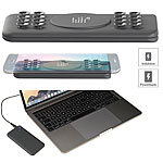 revolt Qi-kompatible Slim-USB-Powerbank, 5.000 mAh, bis 2,1 A, 10,5 Watt revolt 2in1-USB-Powerbanks mit Qi-kompatibler Ladefunktionen