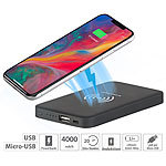 revolt Qi-kompatible USB-Powerbank mit 4.000 mAh, bis 2,1 A, 15,5 W revolt 2in1-USB-Powerbanks mit Qi-kompatibler Ladefunktionen