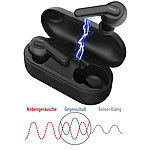 auvisio In-Ear-Stereo-Headset mit ANC und Powerbank-Ladebox, 30 Std. Spielzeit auvisio True-Wireless-Headsets mit Geräusch-Unterdrückung und Lade-Etuis