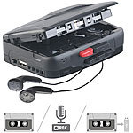 auvisio Mobil-Kassettenspieler, Digitalisierer & Voice-Recorder, Lautsprecher auvisio Kassettenrekorder mit USB-Digitalisierer und Mikrofon