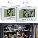 PEARL Digitales Kühlschrank-Thermometer und -Hygrometer mit Haken, 2er-Set PEARL