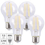 Luminea 4er-Set LED-Filament-Lampe E27 7,2 W (ersetzt 60 W) 806 lm warmweiß Luminea LED-Filament-Tropfen E27 (warmweiß)