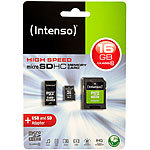 Intenso microSDHC-Speicherkarte 16 GB Cl. 10 inkl. SD- und USB-Adapter Intenso microSD-Speicherkarten