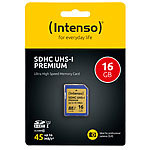 Intenso Premium SDHC-Speicherkarte 16 GB, Class 10 / UHS-I U1 Intenso SD-Speicherkarten (SDHC)