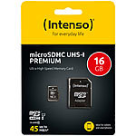 Intenso Premium microSDHC-Speicherkarte 16 GB, Class 10 / UHS-I Intenso microSD-Speicherkarten UHS U1