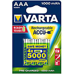 Varta 4er-Set NiMH-Akkus Typ AAA / Micro, 1.000 mAh Varta NiMH-Akkus Micro (AAA)