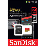 SanDisk Extreme microSDXC-Speicherkarte 64 GB, Class 10, U3, V30; A2, 160 MB/s SanDisk microSD-Speicherkarte UHS U3
