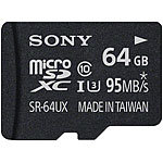 Sony microSDXC 64 GB SR-64UX mit SD-Adapter, Class 10 / U3, bis 95 MB/s Sony microSDXC-Speicherkarten