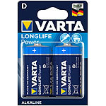 Varta Longlife Power Alkaline-Batterie, Typ Mono / D / LR20, 1,5 V, 2er-Set Varta Alkaline Batterien Mono (Typ D)