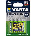 Varta Accu Power NiMH-Akku, Typ AA/Mignon/HR06, 1,2 V, 2.600 mAh, 4er-Set Varta NiMH-Akkus Mignon (AA)