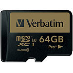 Verbatim Pro+ microSDXC-Speicherkarte 64 GB, 90 MB/s, U3, Class 10, V30, UHS-I Verbatim microSD-Speicherkarte UHS U3