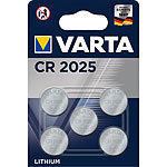 Varta Electronics Lithium Knopfzelle, CR2025, 3 Volt, 160 mAh (5er-Pack) Varta Lithium-Knopfzellen Typ CR2025