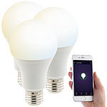 Luminea Home Control 3er-Set WLAN-LED-Lampen, Amazon Alexa & Google Assistant komp., E27 Luminea Home Control E27-LED-Lampen, kompatibel zu Amazon Alexa & Google Assistant