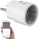 Luminea Home Control Mini-WLAN-Steckdose mit App, für Amazon Alexa & Google Assistant, 16 A Luminea Home Control WLAN-Steckdosen mit Stromkosten-Messfunktion