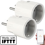 Luminea Home Control 2er-Set Mini WLAN-Steckdose, App, f. Amazon Alexa, Google Assist., 16A Luminea Home Control WLAN-Steckdosen mit Stromkosten-Messfunktion