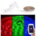 Luminea WLAN-LED-Streifen in RGB, 2 m, Amazon Alexa & Google Assistant komp. Luminea WLAN-LED-Streifen-Sets in RGB, kompatibel zu Amazon Alexa & Google Assistant