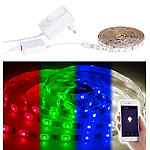 Luminea WLAN-LED-Streifen, RGBW, 2 m, Amazon Alexa & Google Assistant komp. Luminea WLAN-LED-Streifen-Sets in RGB, kompatibel zu Amazon Alexa & Google Assistant