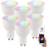 Luminea Home Control 6er-Ser WLAN-LED-Spots GU10, für Amazon Alexa & Google Assistant, RGBW Luminea Home Control WLAN-LED-Lampen GU10 RGBW
