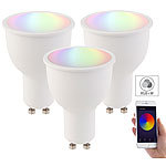 Luminea 3er-Set WLAN-LED-Lampen, Amazon Alexa & Google Assistant komp., GU10 Luminea RGBW-GU10-LED-Lampen, kompatibel zu Amazon Alexa & Google Assistant