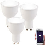 Luminea 3er-Set WLAN-LED-Lampen GU10, komp. mit Alexa, tageslichtweiß, A+ Luminea WLAN-LED-Lampen GU10 weiß