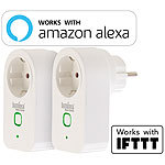 Luminea 2er-Set WLAN-Steckdosen, Amazon Alexa & Google Assistant komp., 16 A Luminea WLAN-Steckdosen mit Stromkosten-Messfunktion