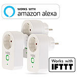 Luminea 3er-Set WLAN-Steckdosen, Amazon Alexa & Google Assistant komp., 16 A Luminea WLAN-Steckdosen mit Stromkosten-Messfunktion