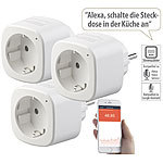Luminea Home Control 3er-Set WLAN-Steckdosen, Amazon Alexa & Google Assistant komp., 16 A Luminea Home Control WLAN-Steckdosen mit Stromkosten-Messfunktion