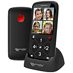 simvalley communications 5-Tasten-Senioren-Handy mit Garantruf Premium, Radio und Ladestation simvalley communications Notruf-Handys