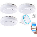 VisorTech Funk-Warnsystem WMS-250.hrg: WLAN-Gateway mit 3 Hitze-/Rauchmeldern VisorTech